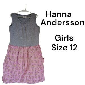 Hanna Andersson Girls Size 12 Lilac and Gray Pineapple Tank Top Dress
